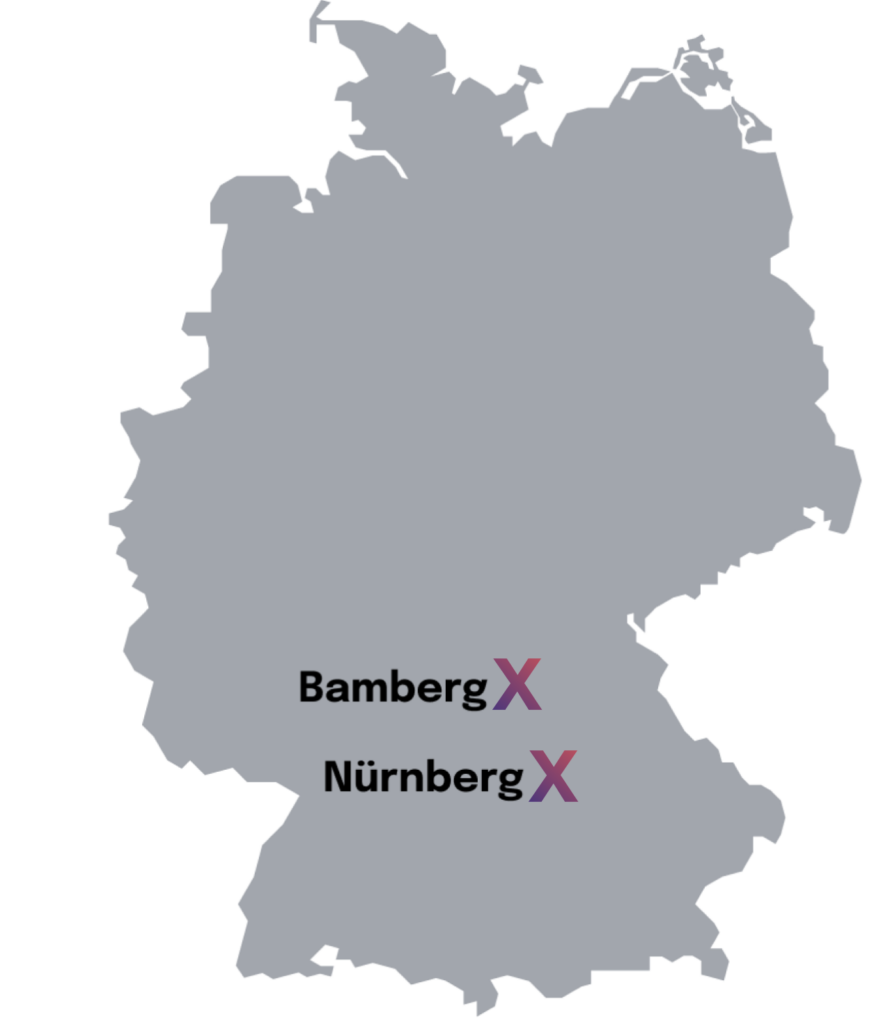 Karte von Deutschland mit Markierung der Unternehmensstandorte von BYTABOX